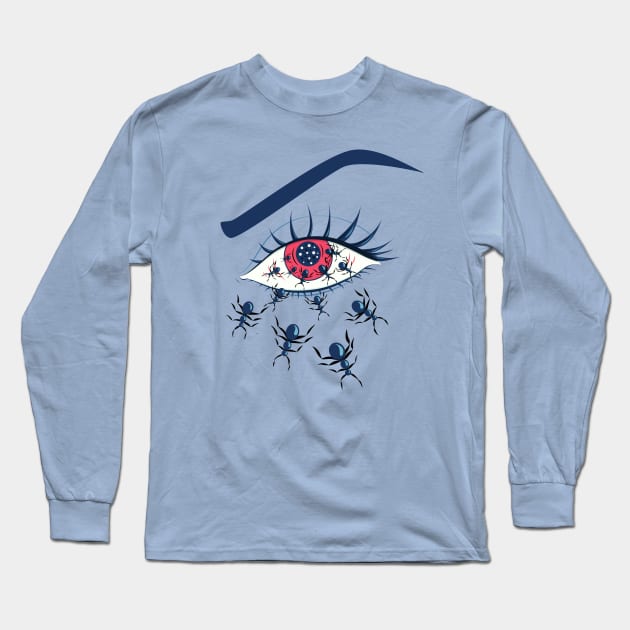 Creepy Red Eye With Ants Long Sleeve T-Shirt by Boriana Giormova